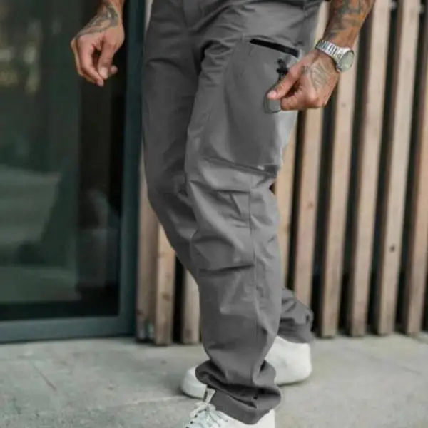 

Men's Casual Pants Multi-ket Pure Color Straight Leg High Waist Neutral Sle Other Material 00% Winter Collection