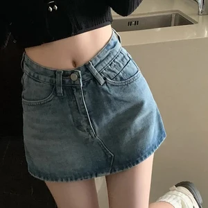 Kurze Rock -Vintage -Jeans mit weiblicher hoher Taille, kleine und dünne Jeans, Mini -sexy Hosen, schöne Straßenjeans, koreanische Mode, neu, Sommer, Sommer 9 Hauptverkaufsrock kurz schwarz - №3