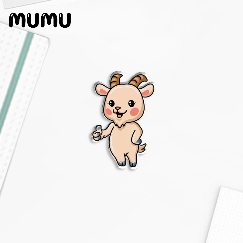 2023 New Cute Baby Goat Lapel Pin Cute Animal Acrylic Brooches Handmade Epoxy Jewelry Shirt Bag Badge