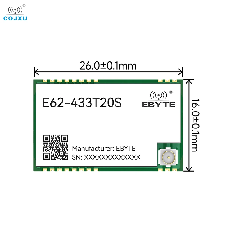 Full Duplex Module 433MHz 20dBm 1000M Distance COJXU E62-433T20S UART Automatic Frequency Hopping SMD Module IPEX/Stamp Hole