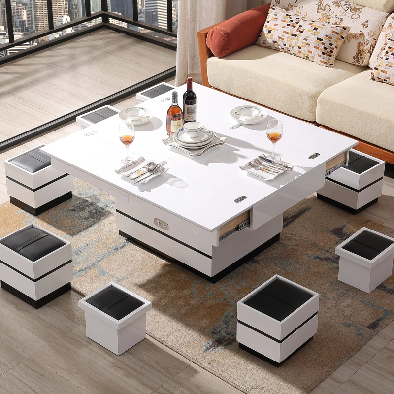 MANBAS Electric Multifunction Foldable Coffee Table Living Room Liftable and Lowerable Minimalist Rectangle Mesas Dining Table