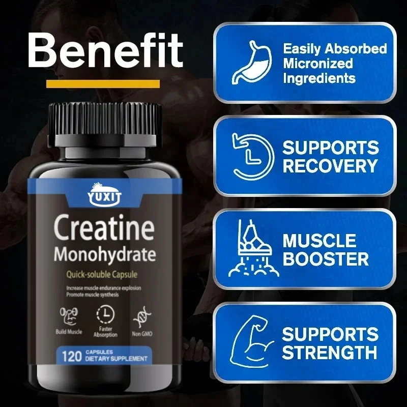 

YUXIT Creatine 3000mg Monohydrate Supplement for Strength Muscle Performance KetoFriendly