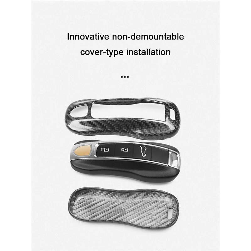 

Real Carbon Fiber For Porsche Cayenne 92a 9ya Panamera 971 718 911 991 Taycan Macan 95B Car Remote Smart Key Case Cover Shell