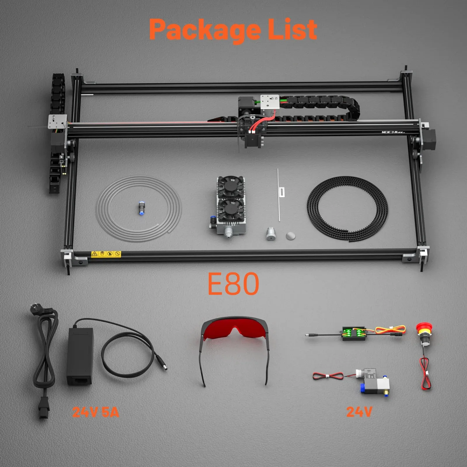 Imagem -02 - Neje Max v2 80w 120w Máquina de Gravação e Corte a Laser Máquina de Gravação a Laser com Roteador Cnc a ar Assistido