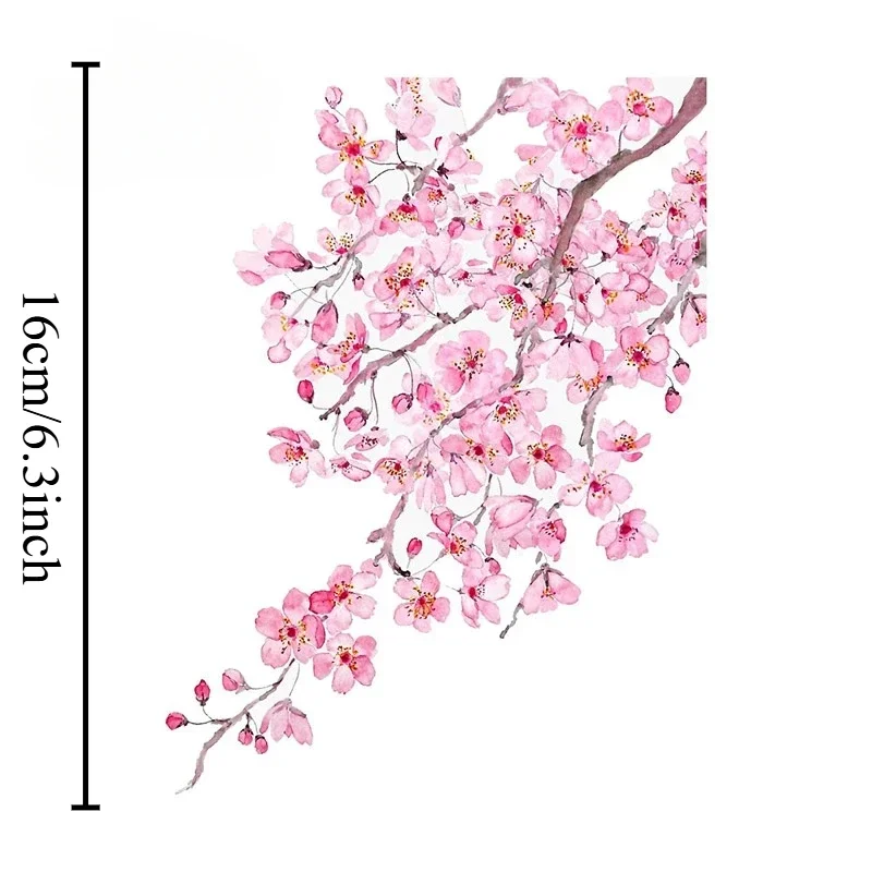 1pc Oriental Pink Cherry Blossom Vinyl Sticker, Waterproof Decal for Car, Camper Exterior Decor, Holiday Gift, 16cm
