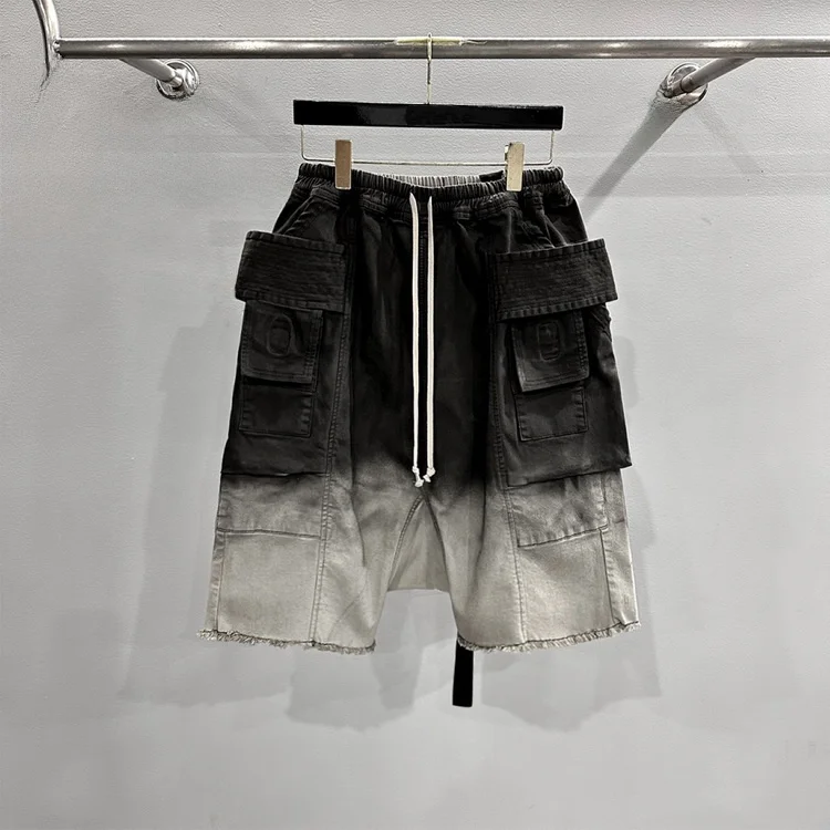 

Summer 2025 Trendy k Pioneer Classic Waed adient Double Ring Low Waist Five-Quarter Casual Pants Men's Loose Straight ...