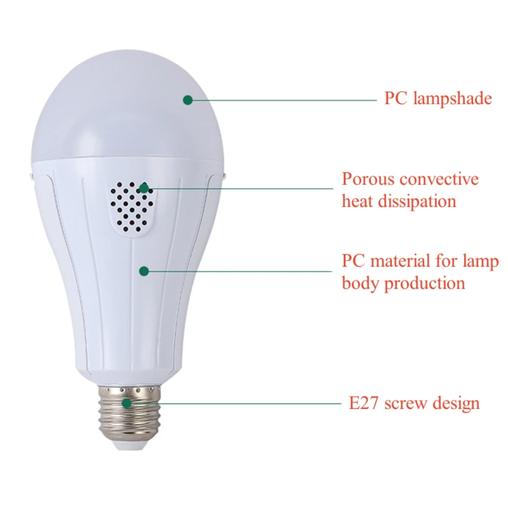 LED Emergency Bulb with Removable Battery Rechargeable Automatic Intelligent Light Bulb Home Power Camping Porch Garden Lamp