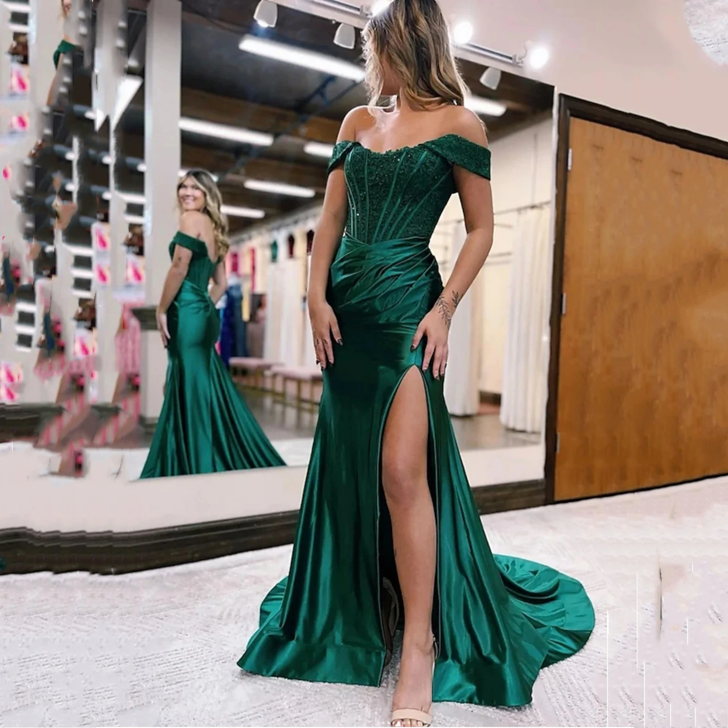 Aileen Long Dresses for Wedding Party Dresses Woman Mermaid Beads Evening Dress Bridesmaid One Piece Dress Customized Happy Prom