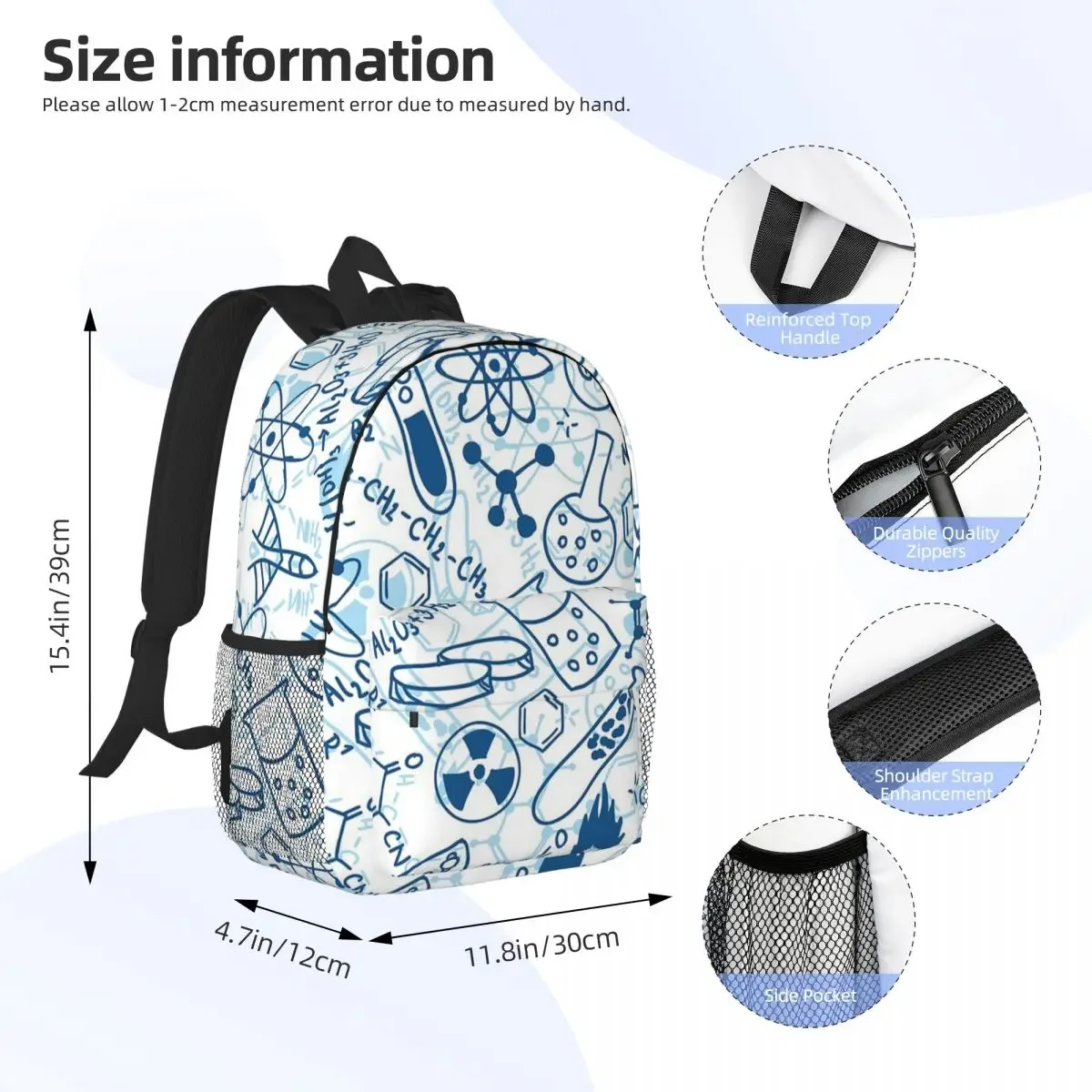 Mochilas de química para adolescentes, mochilas escolares de moda para niños, mochila de viaje, bolso de hombro de gran capacidad