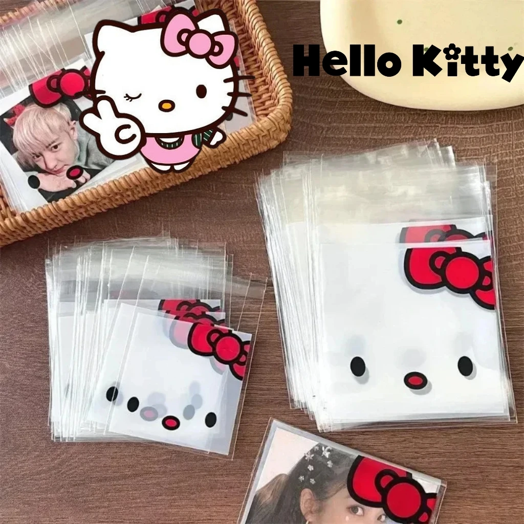 100 Uds Sanrioed Hello Kitty bolsa Ziplock impresa embalaje de tarjetas de estrella bolsa de almacenamiento autosellante bolsa sellable desechable de dibujos animados para dulces