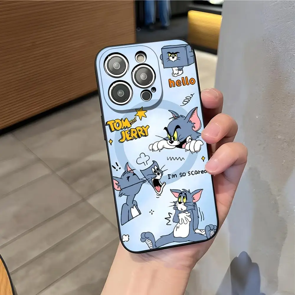 Cartoon J-Jerrys T-Toms Phone Case For IPhone 17 Air 16 E Pro Max 15 14 13 Mini 12 Pro 11 XS Max 7 8 Plus Black Soft Shell view 5