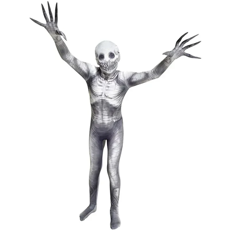 SN88 Gruseliges Overall-Kostüm für Erwachsene, Männer und Frauen, The Rake-Kostüm, Zalgo Slenderman-Body, 3D-gruseliges Halloween-Kostüm für Kinder, Jungen, G