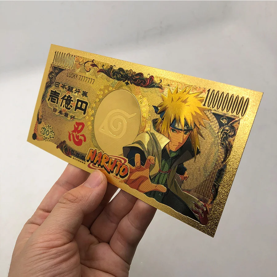 Anime Naruto Gold Commemorative Banknote Sasuke Figure Collectible Naruto Toys Animation Products Collect Cards Gifts