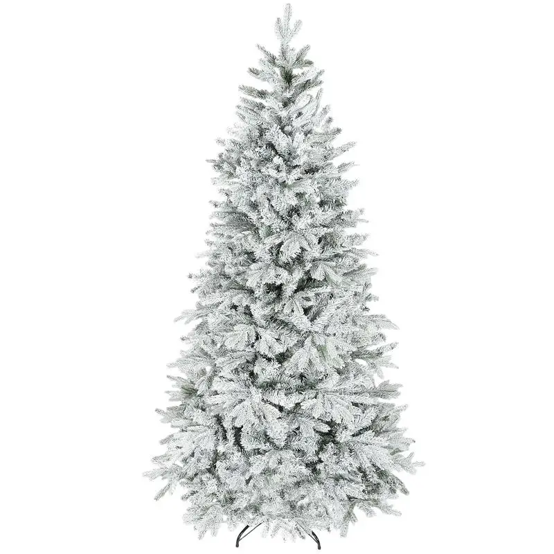 

7.5 ft Artificial Frosted Christmas Tree with Realistic Branches, Wide Full Spruce, Hinged Xmas Tree, Easy Assembly