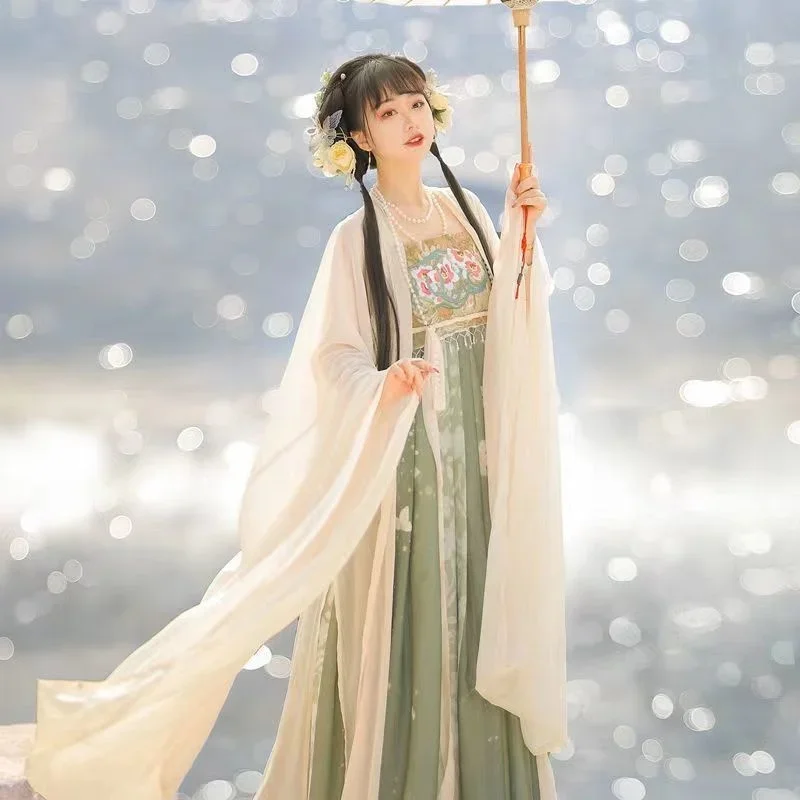 ชุดชุดคอสเพลย์ผู้หญิงสไตล์จีน Hanfu สีแดงสีเขียวชุดสำหรับผู้หญิงชุดเต้นรำชุด Hanfu ชุดสำเร็จการศึกษาชุดของขวัญวันเกิดทางการ