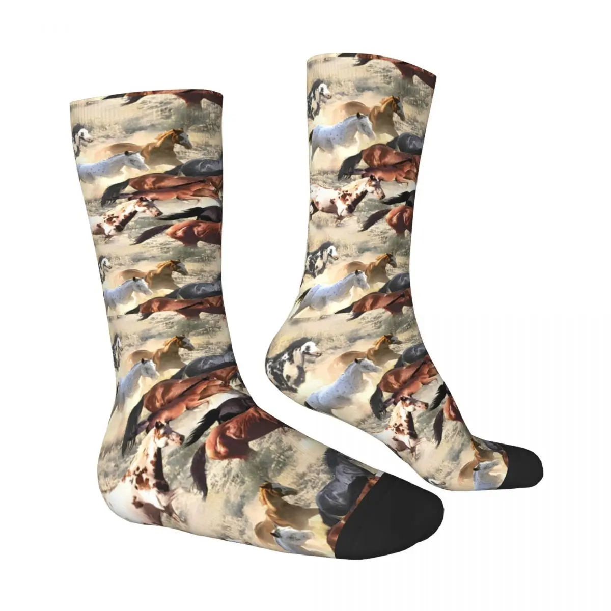 Oil Painting Wild Horse Socks Leisure Stockings Autumn Non Slip Women Men Socks Medium Soft Pattern Climbing Socks