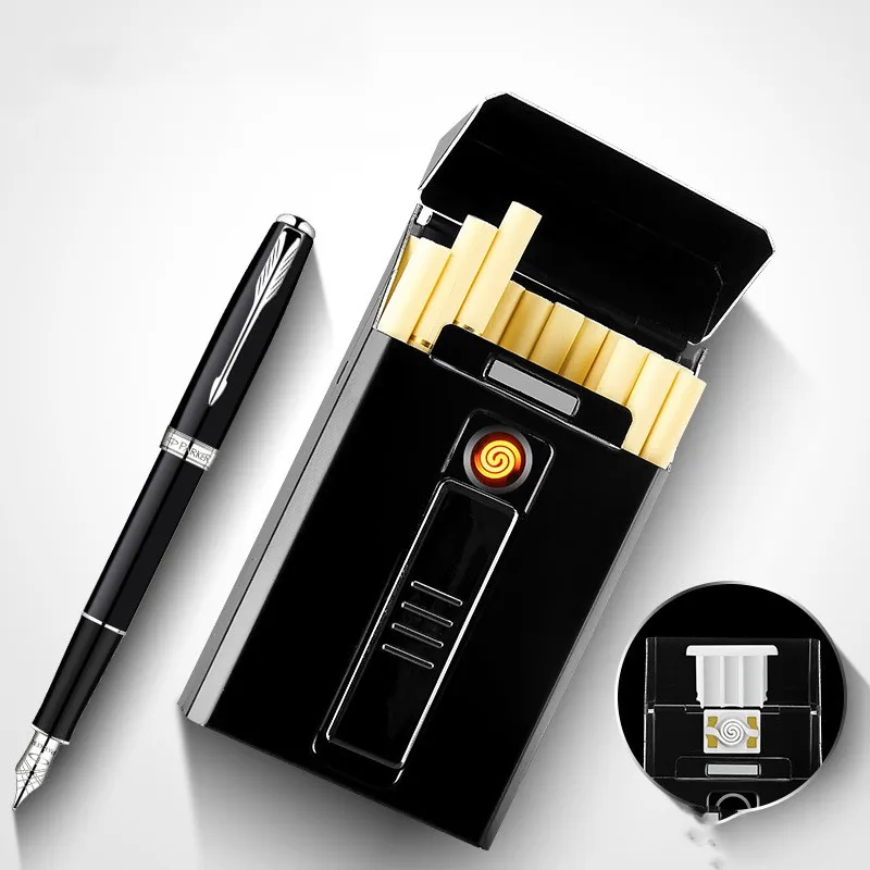 

Creative USB Charging Metal Tungsten Wire Lighter, Pressure Resistant, Windproof Cigarette Case, Portable Container, Outdoor