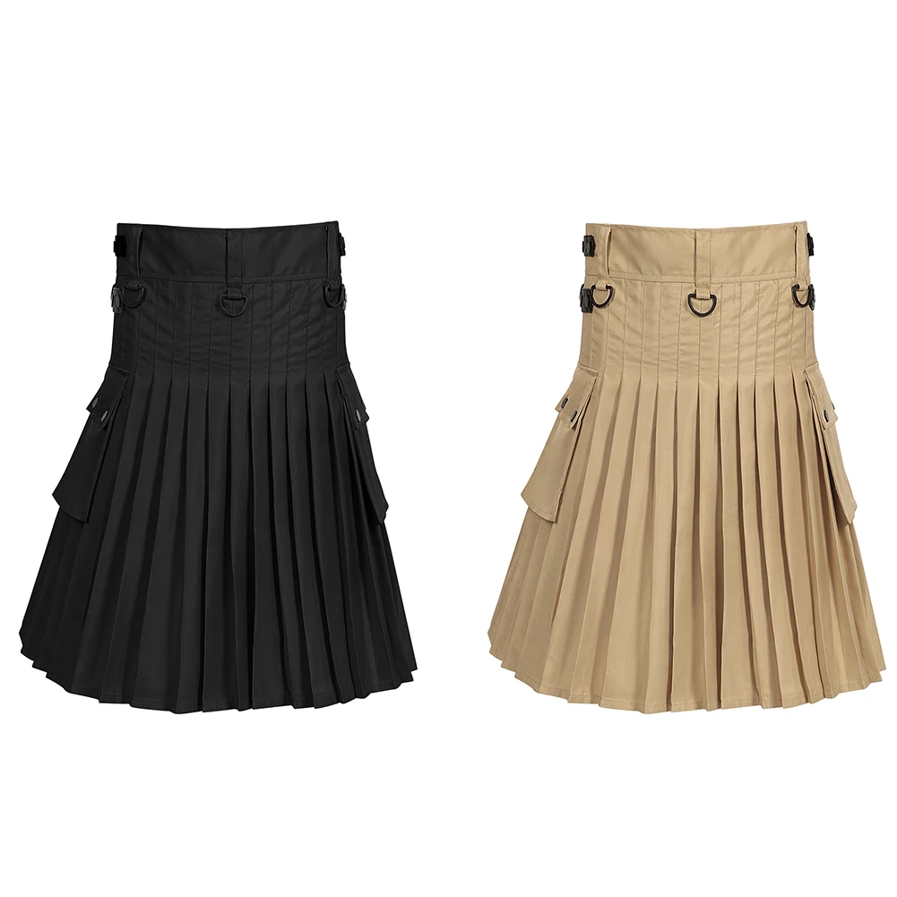 تنورة سوداء على الطراز القوطي الشرير ملابس للفصول الأربعة تنورة بطول الركبة على طراز فاسق ملابس بتصميم تقليدي للحفلات التنكرية