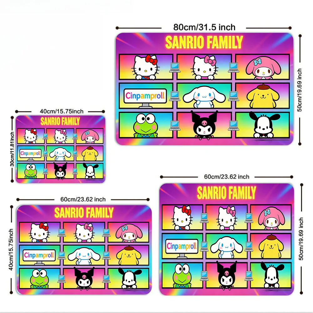 Sanrio Family Online Meeting Print Placemat Non-Slip Rubber Base Washable Cloth Surface Table Mat for Kitchen Decor