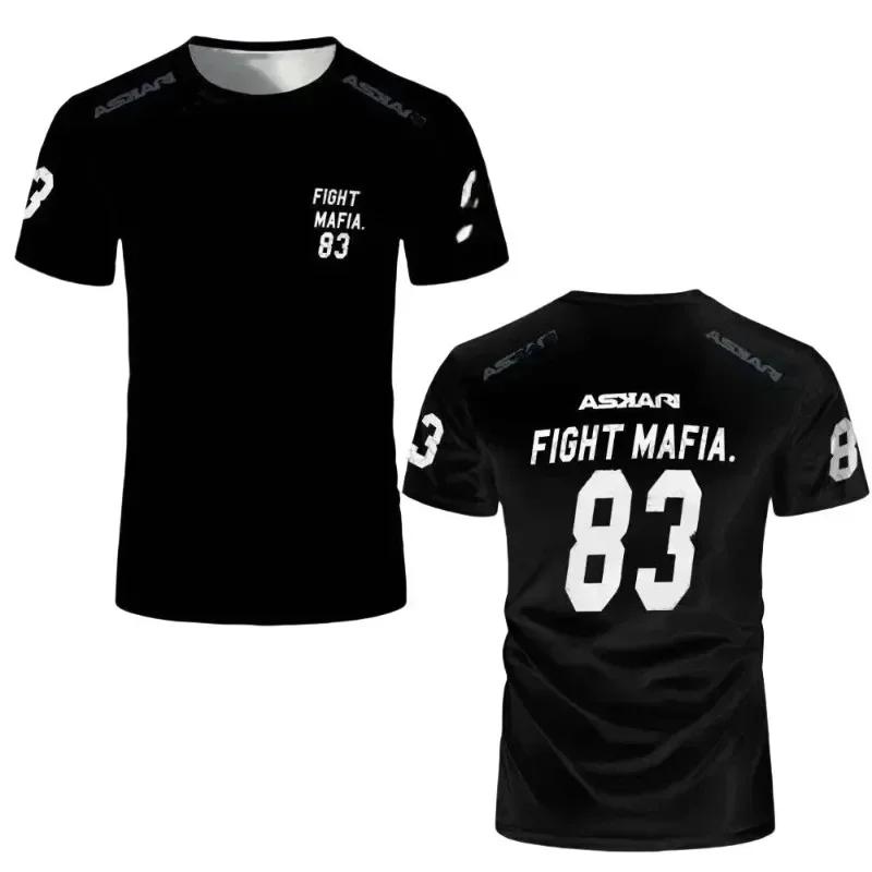 ASKARI Boxing Fighting Match Design 3D Men Fitness Short Sleeve T-shirt Breathable Sports Tees for Male Outdoor Trainning  moto