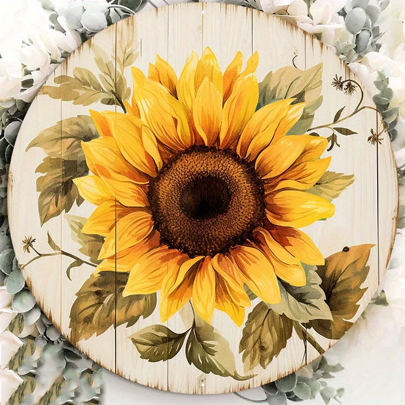 

1pc Radiant Sunflower Metal Sign - Vibrant Aluminum Artwork, Aesthetic Home Decor, Durable Wall Accent for Indoor Spaces Posters