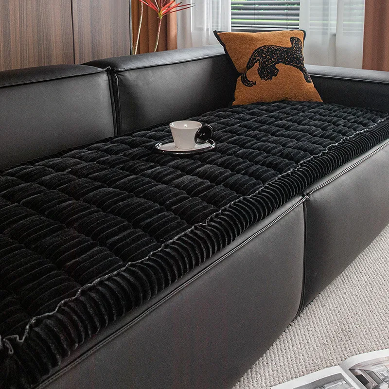 Warm Corduroy Soft Sofa Cushion Comfortable Plush Non-Slip Couch Slipcover Versatile Home Decoration for Autumn and Winter
