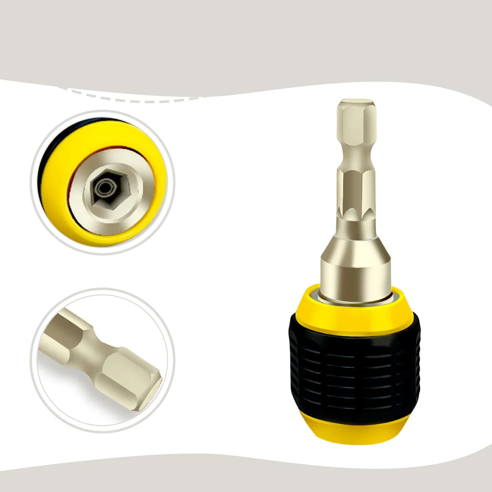 1PCS 60mm 1/4인치 육각 핸들 퀵 커플링 드릴 비트 미끄럼 방지 라운드 핸들 스크루드라이버 비트 퀵 체인지 어댑터 컨버터 ﻿
