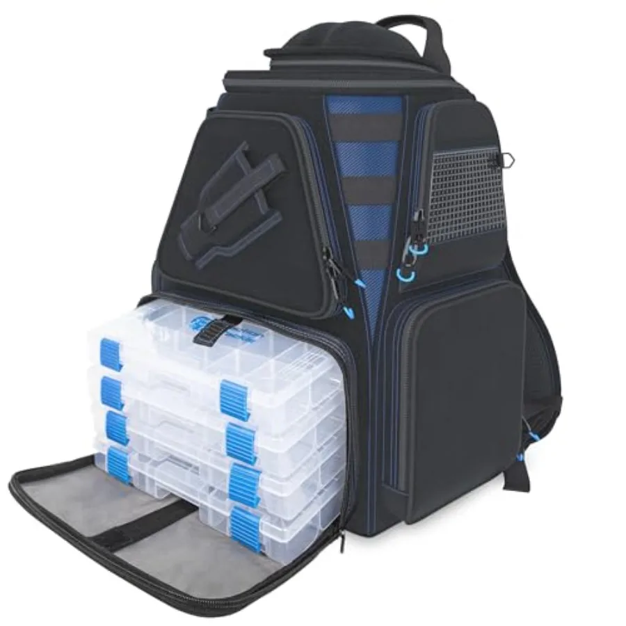 

Fishing Backpack with 4 Tackle Trays Includes 4X 3600 Storage Boxes
