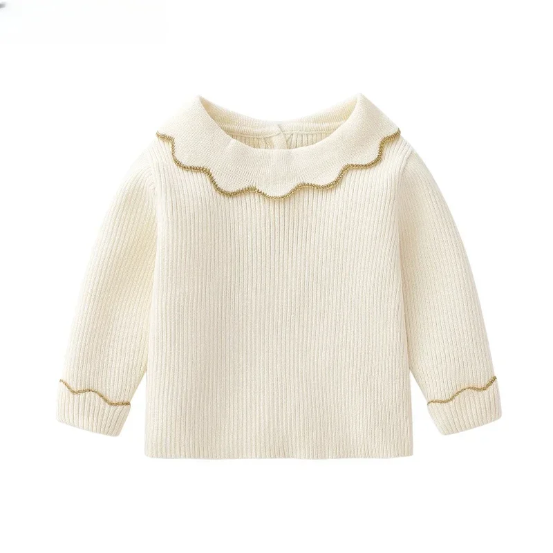 

Newborn Baby Girls Knitted Sweatshirt Kids Sweater Top Clothing Classic Solid Color Long Sleeve Cotton Clothes for Autumn Winter