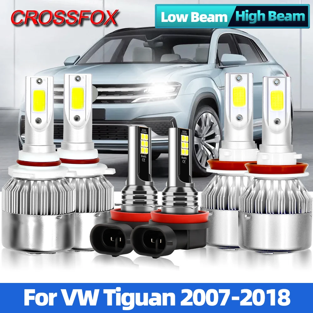 H7 Canbus LED Headlight Bulbs 12000LM 9006 HB4 Turbo Fog Light 12V For VW Tiguan 2007-2011 2012 2013 2014 2015 2016 2017 2018