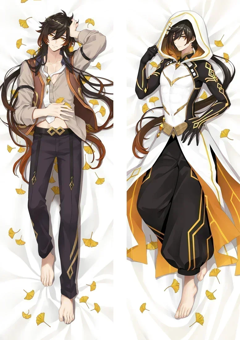 Genshin Impact Morax Zhong Li Cosplay Sexy Dakimakura funda de almohada abrazando el cuerpo Prop