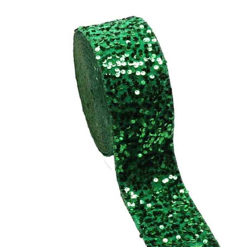 

3inch 7.5cm Green Sequin Ribbon 20yards/lot for Hairbows Craft Materials DIY Accessorics