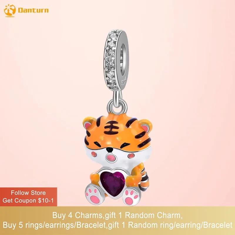 

Danturn 925 Sterling Silver Beads Chinese Zodiac - Tiger Dangle Charm fit Snake Chain Bracelets Fashion Women Jewelry Making