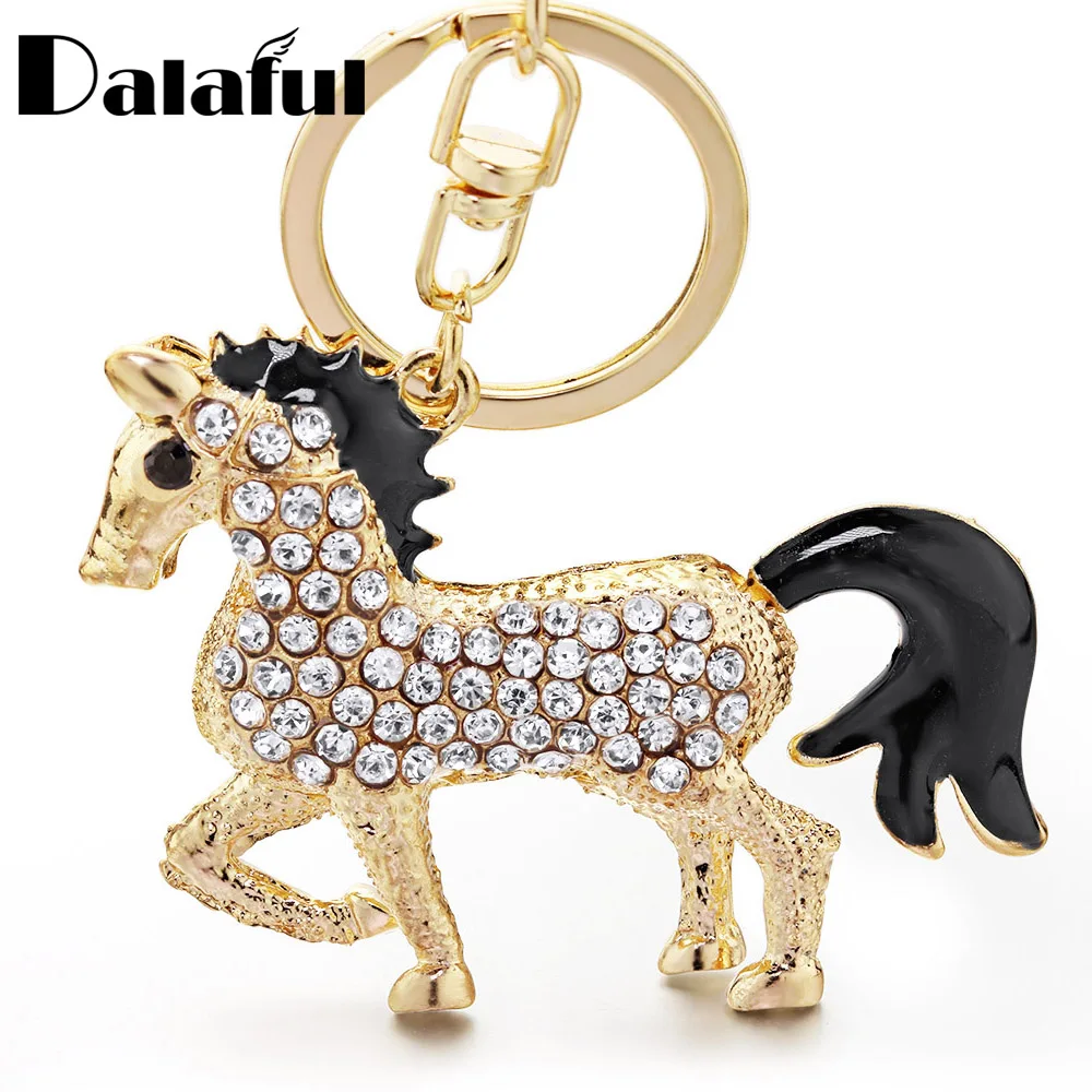 Lovely Horse Crystal Keychain Keyring For Car Animal Rhinestone Handbag Purse Bag Pendant Best Gift Women Key Chain K400