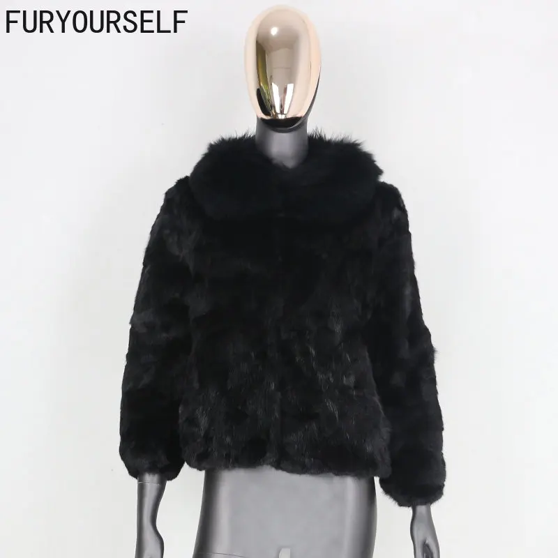 

FURYOURSELF Winter Jacket Women Real Fur Coat Natural Fox Fur Collar Mink Fur Outwear Thick Warm Nine Quarter Sleeve Streetwear