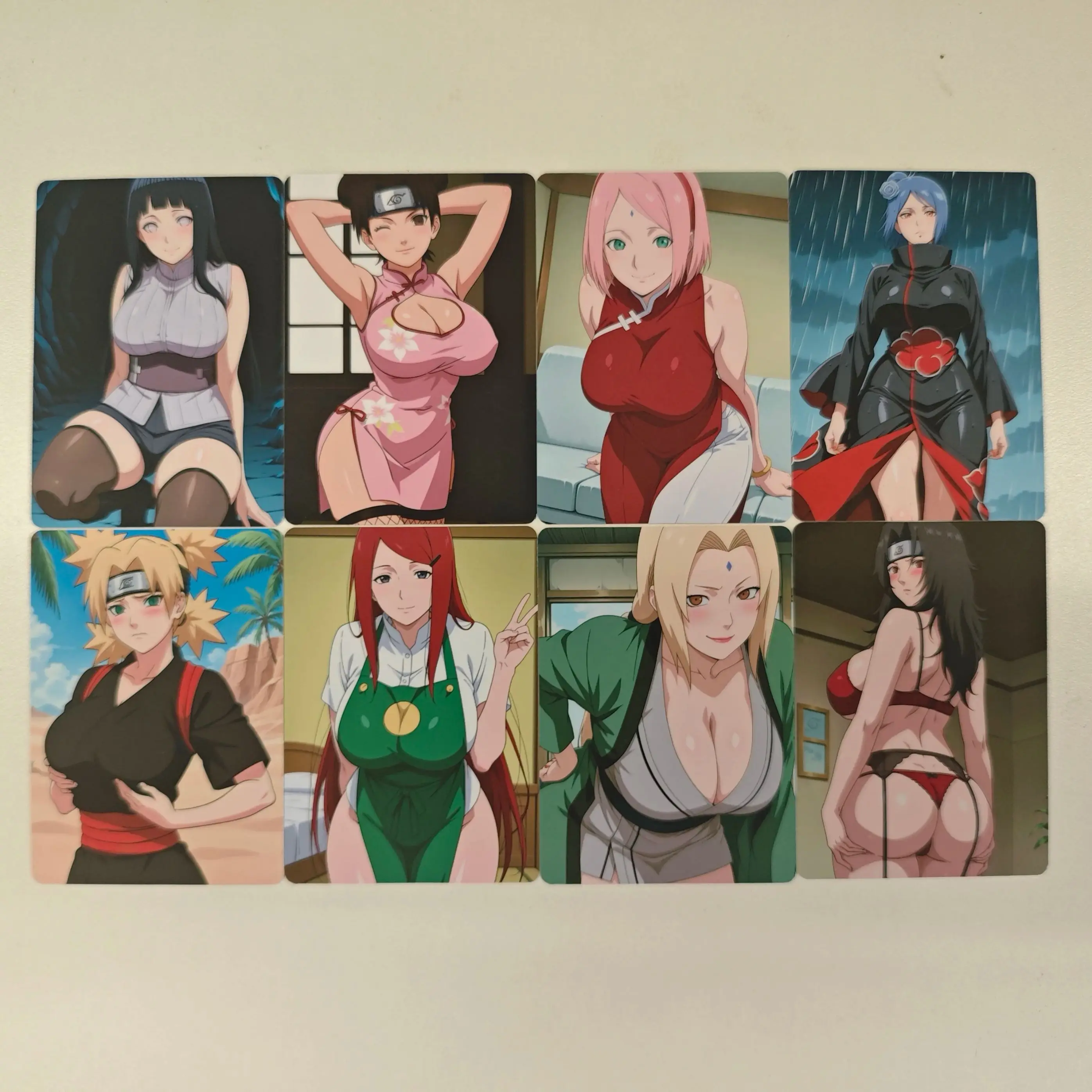 

8Pcs/set Sexy Card Naruto Hinata Ino Sakura Tsunade Kushina TenTen Konan Temari PTCG Cards Boy Animation Collection Card 18+