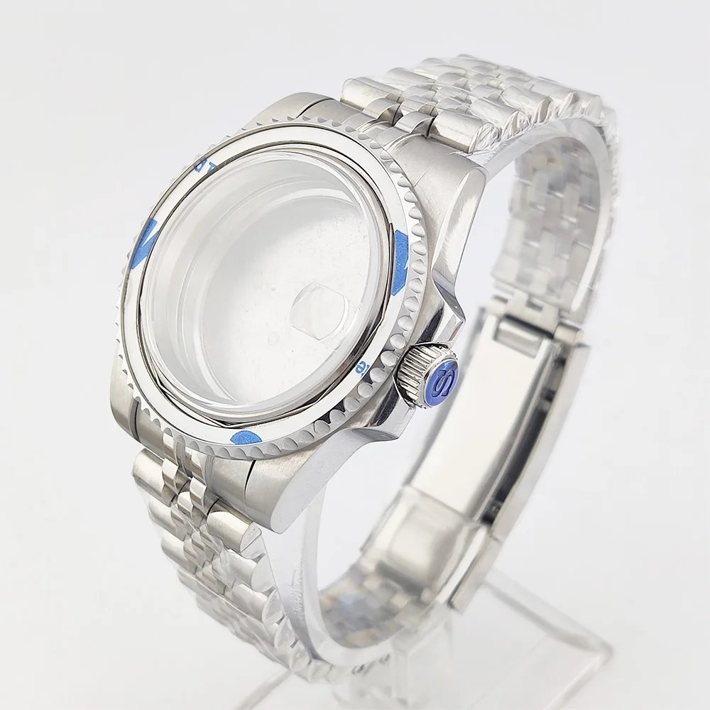 40.8mm Men's Stainless Steel Watch Case Waterproof with Sapphire Magnifying Glass Compatible with NH35 Automatic Movement