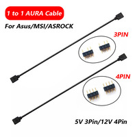 1 to 1 Extension AURA Cable Adapter 30cm 5V 3Pin/12V 4Pin RGB Extension Adapter Cable Extension Cable for Asus/MSI/ASROCK