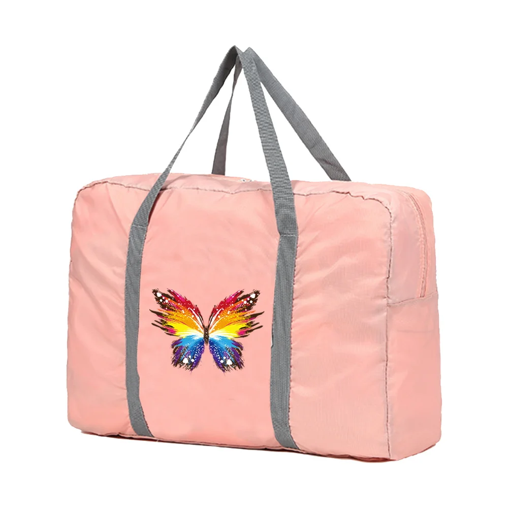 Large Capacity Travel Bags Men Clothing Organize Travel Bag Storage Bags  Luggage Bag Women Handbag Rainbow  Butterfly Printing