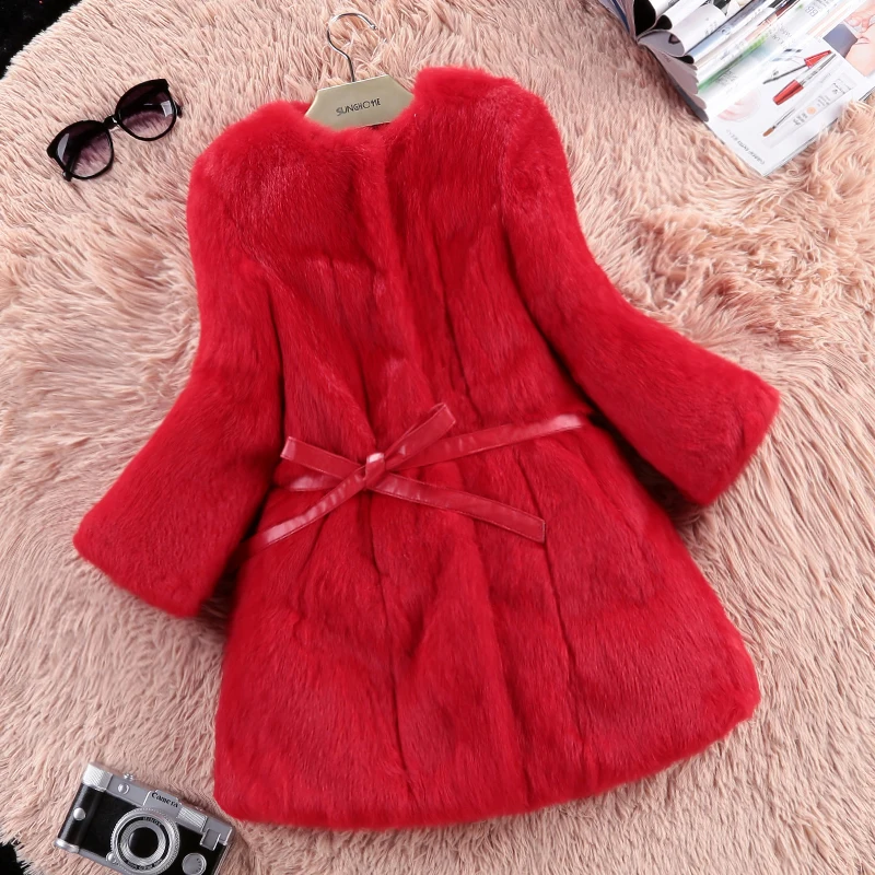 New Natural Real Rabbit Fur Long Coat Winter Real Rabbit Fur Jacket Korean Female Three Quarter Sleeve Soft Real Fur Coats