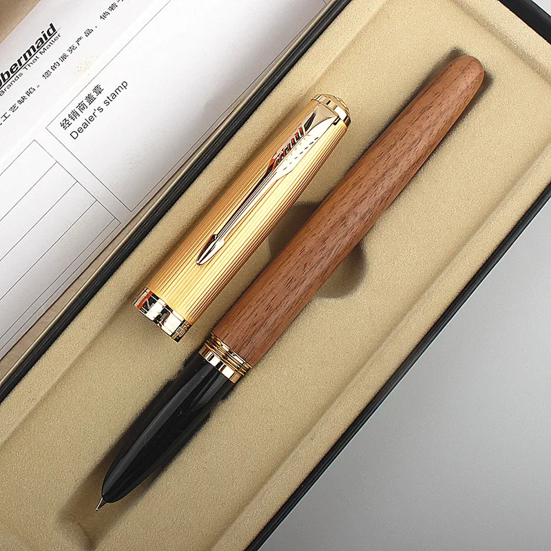 JINHAO 85 Metal and wood Fountain Pen stainless steel Feather Arrow classic Spin Stationery Office School Supplies