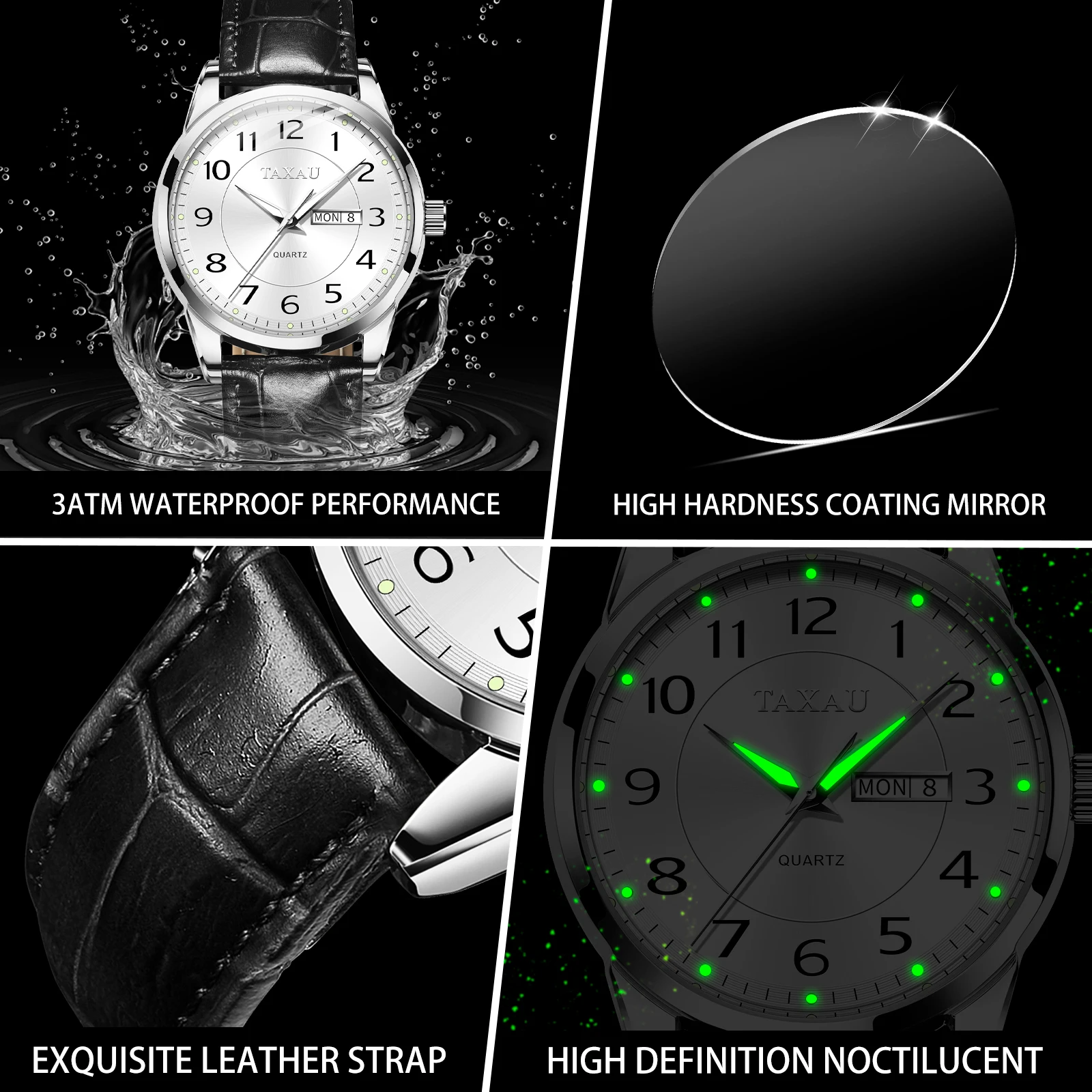 TAXAU Best Selling Original Leather Men\'s Watches High Quality Waterproof Wrist Watch Men Casual Business Quartz Watch for Men