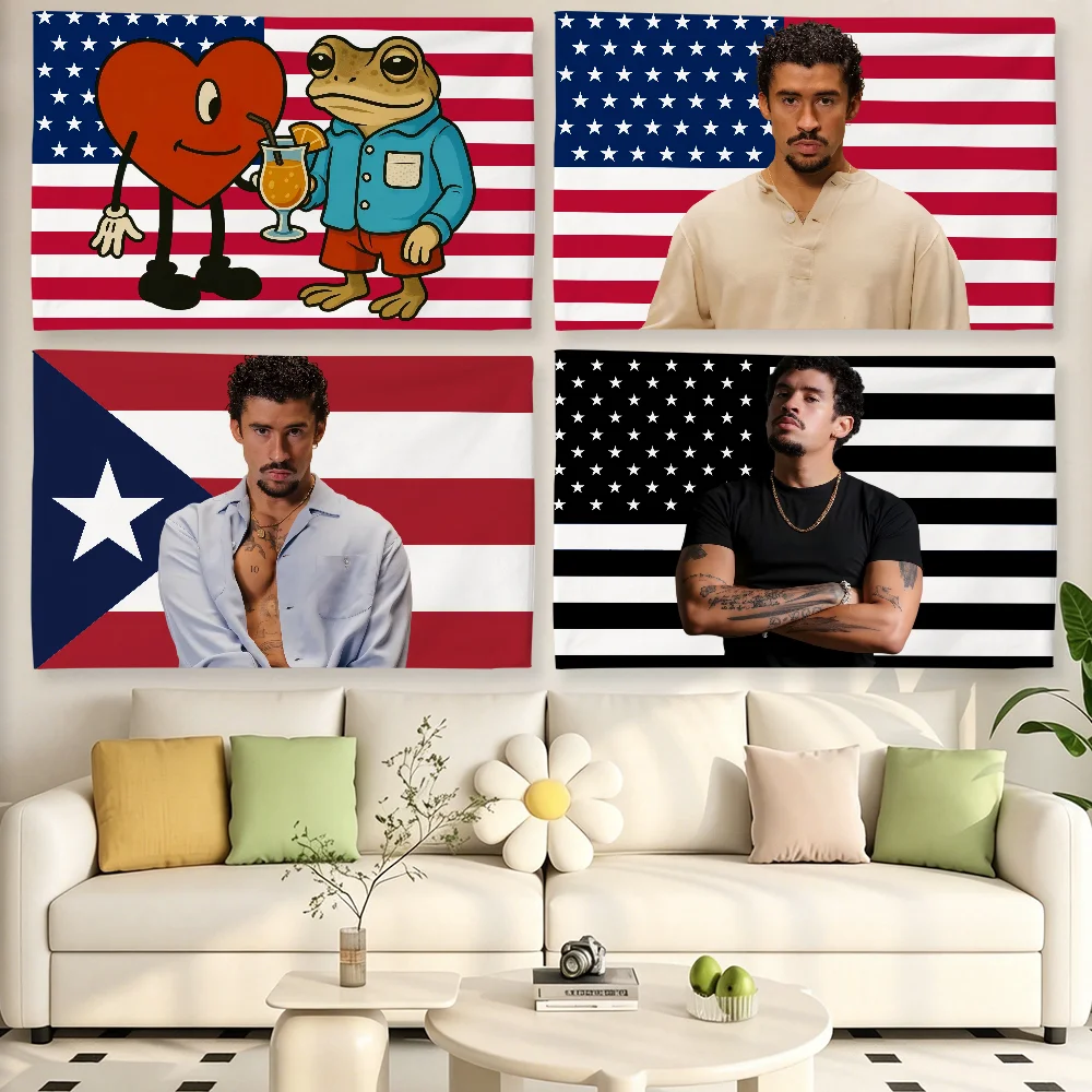 Rapper B-Bad B-Bunny Music DtMF flag For Living Room Home Dorm Decor Wall Outdoor Camping Party Banner Gifts