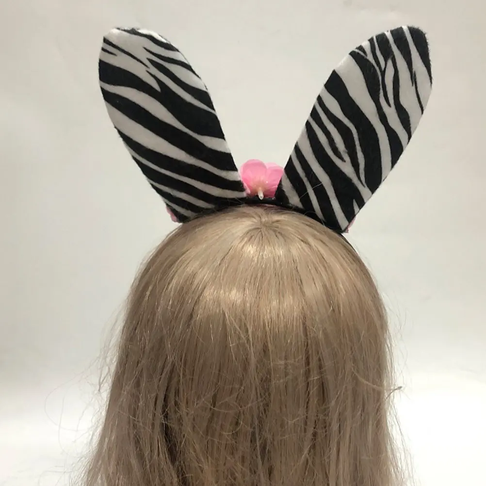 2Pcs Zebra Ear Hair Hoop Cute Chic Headband for Masquerade Festival Cosplay Party Costume Performance Stage Wear Adorable