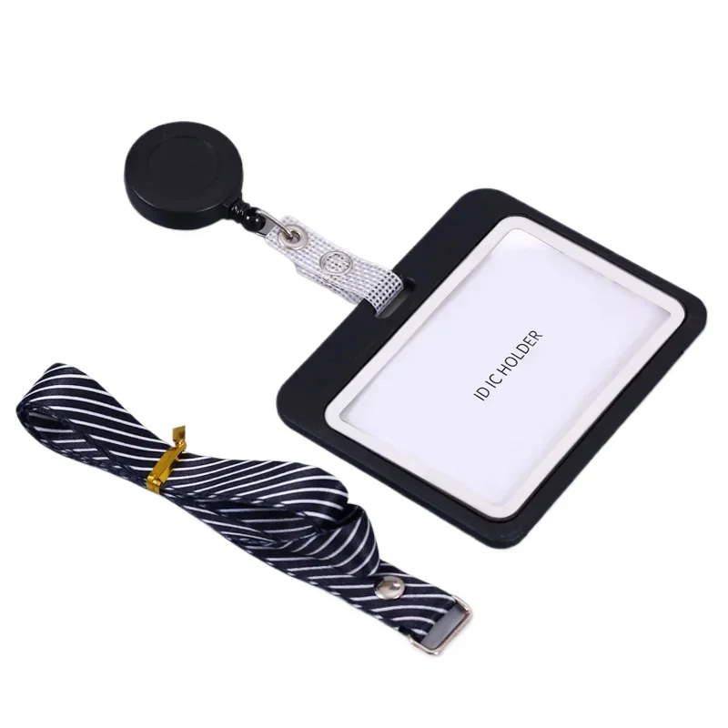 Plastic Exhibition ID Tag Name Card Holder Working Permit Case Pass Work Card Covers Badge Holder Sleeve Lanyard Badge Reel