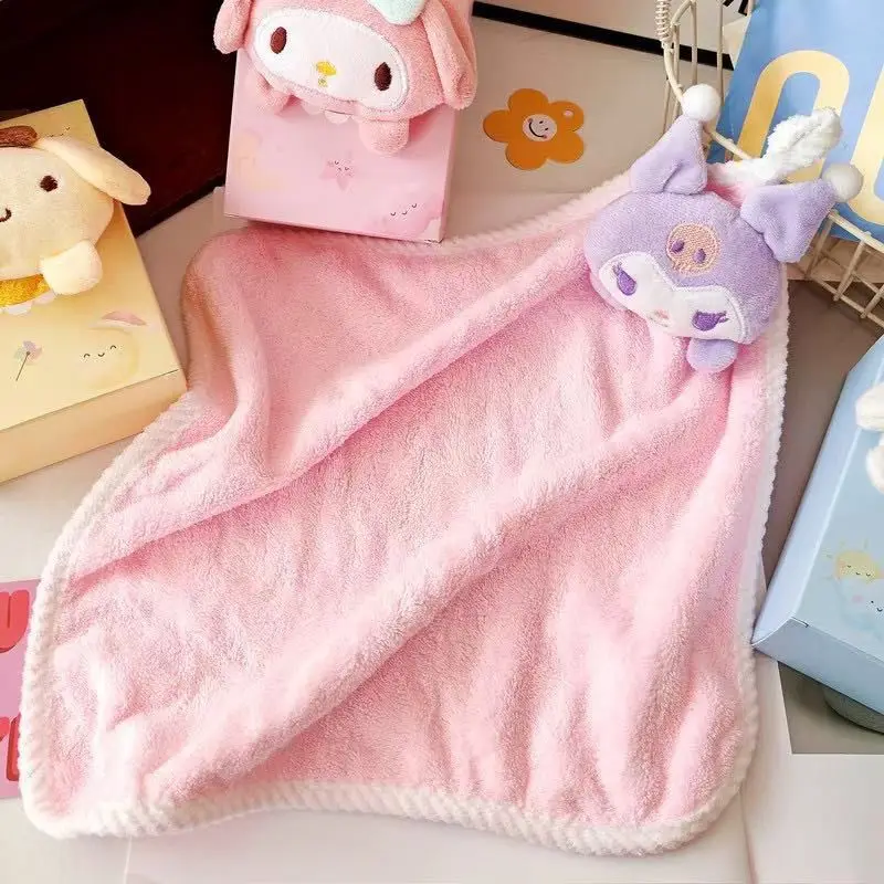 

New Cartoon Sanrio Hello Kitty My Melody Pochacco Cute Hand Towel Water-Absorbent Coral Fleece Kitchen Decor Quick-Drying Towel