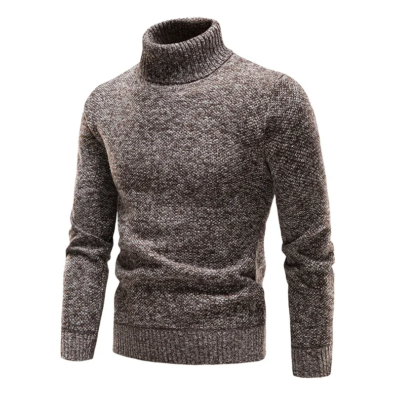 

Autumn Winter Fleece Sweater Men Thicker Turtleneck Warm Pullover Slim Fit Man Clothes Luxury Brand Black Brown Jumpers Elastic