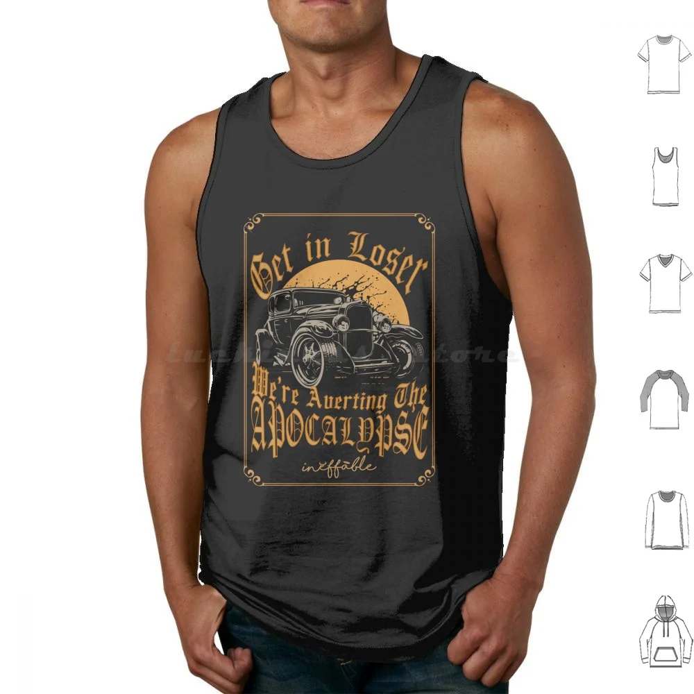 Get In Loser We Are Adverting The Apocalypse! Angel Car Art Tank Tops Print Cotton Angel Demon Michael Sheen Wisesnail