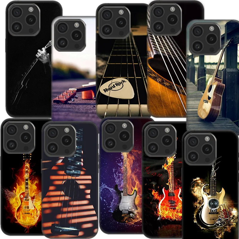 Bass Guitar Strings Music Guitares Instrument Clear Phone Case For Aplee iPhone 12 13 Mini 14+ 15 Plus 16 Pro Max Cover 11 Pro X