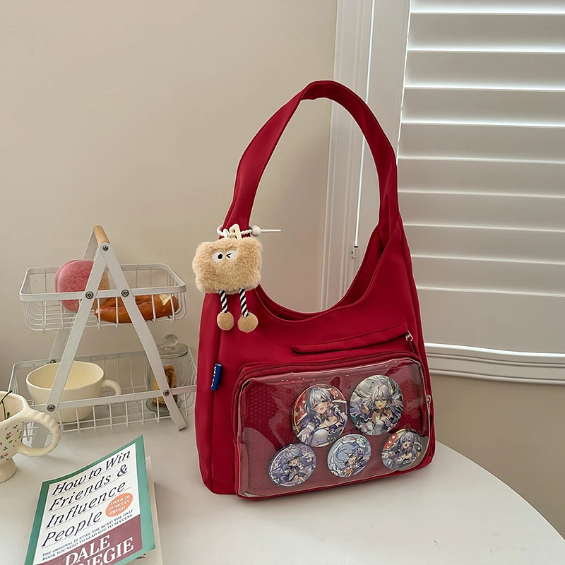 Bolso Ita transparente portátil de estilo japonés para mujer, bolso de lona de gran capacidad, bolso informal de PVC Lolita para uso diario